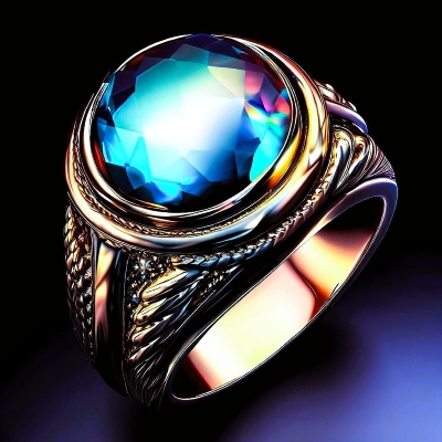bague amulette avec pierre précieuse