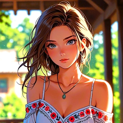 femme souriante avc un pendentif amulette