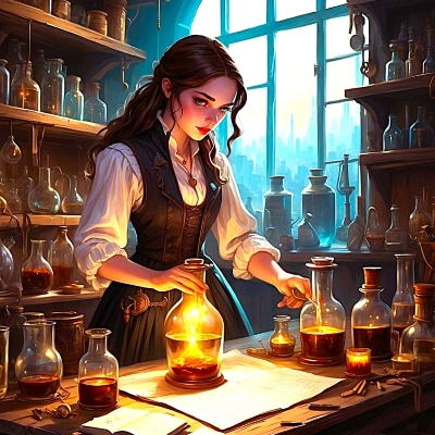 femme préparant une potion magique pour l'amour