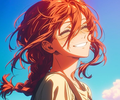 femme roussse avec une natte souriante