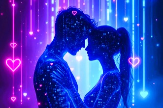 couple heureux tête contre tête qui se retrouve grâce à la magie blanche